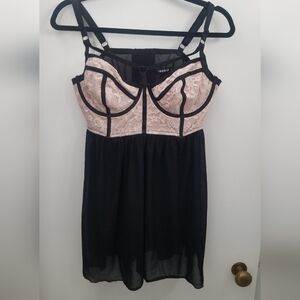 Torrid Black and Pink Lace Babydoll Lingerie